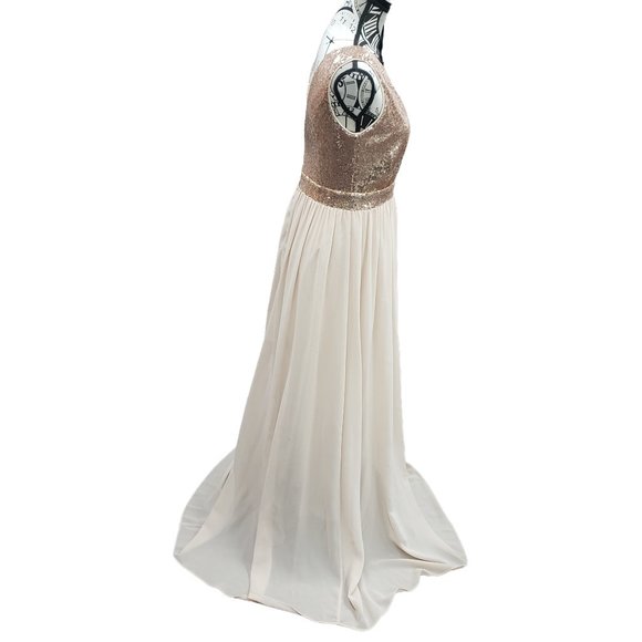 Lulus Women's size Medium Champagne Sequin Sleeveless Elegant Formal Gown - Picture 5 of 6